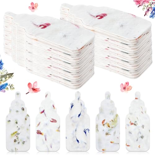Dunzoom 50 Pcs Plantable Seed Paper Tags Wildflower,Bottle - style: Bottle