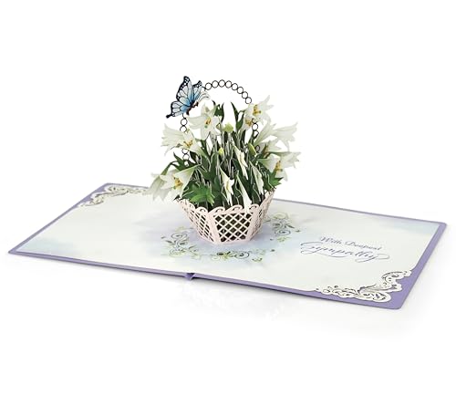 CUTPOPUP White Lily Sympathy Pop Up Card, With Sympathy Card, Loss of Loved One, Pet, Mom, Dad, Child, Condolence, Bereavement, Grief with Envelope (White Lily) FL114.1US - color: Sympathy White Lily-6x6in