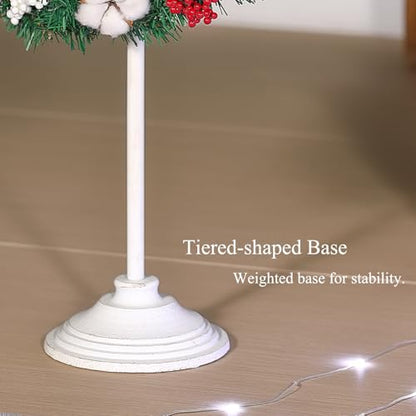Retro Adjustable Cast Iron Wreath Holder Stands for Display | Free Standing Wreath Holder, Floor Wreath Hanger Stand for Christmas Fireplace Decor, White Star