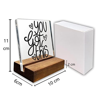 You Got This Inspirational Quotes Desk Decor Gifts For Women Best Friend Encouragement Office Inspiration Positive Plaque Acrylic With Wooden Stand Sign for Cowoker Friend Women Gift - style: You Got This