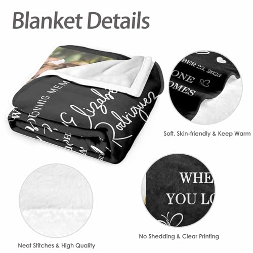 Custom Memorial Blanket with Picture Personalized Sympathy Remembrance Condolences Bereavement Gifts Sympathy Gifts for Loss of Loved One Mother Dad Grandma Grandpa Sister Daughter Friend - color: Design16