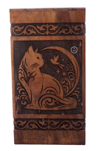 Engraved Cat Design Urn for Human Ash Cremation Urns Adults Male Female or Memorial Women Men Pets Cats Dogs Funera[Available urn Box in 5 Different Sizes] ((Full Size 14X7.5 600 Cubic INCHES)) - size: (Full Size 14X7.5 600 Cubic INCHES)