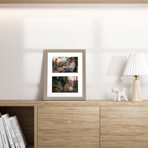 Vittanly 8x10 Collage Picture Frame, Displays 2Pcs 4x6 Photos, Light Taupe - color: Light Taupe, size: 8x10