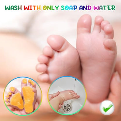 Baby Hand and Footprint Paint with Sponge Head, 2.54 fl oz, Non-Toxic & Acid-Free, Washable Baby Safe Paint for Newborn Keepsakes, Dog Nose & Paw Prints, Ideal New Mom Gift - Warm-Yellow - color: Warm-Yellow
