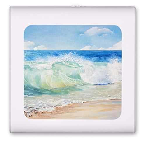 Art Plates Plug in Dimmable LED Night Light with Dusk to Dawn Auto Sensor, Adjustable Brightness, Warm Light, Auto On-Off Nightlight for Bathroom, Hallway, Nursery, Bedrooms - Beach Painting - color: Beach Painting