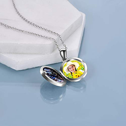 Lotus Locket Necklace Sterling Silver Lotus Flower Locket Necklace That Holds Pictures Yoga Locket Pendant Mother's Day Gifts for Women Wife Mom - style: World Map