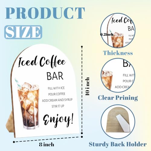 Iced Coffee Bar Wooden Table Sign, Iced Coffee Bar Sign for Baby Shower - color: Iced