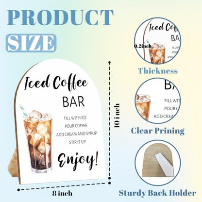 Iced Coffee Bar Wooden Table Sign, Iced Coffee Bar Sign for Baby Shower - color: Iced