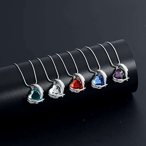 Heart Crystal Cremation Urn Necklace for Ashes, Stainless Steel Cremation Jewelry for Ashes Memorial Pendant Ashes Urn Necklace with Engraving and Filling Kit - color: Blue Crystal