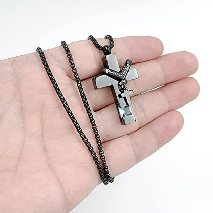 YOUFENG 3 Pieces Cremation Urn Necklaces for Ashes Keepsake Cremation Jewelry Cross Round Bar Birthstone Crystal Stainless Steel Memorial Pendant for Women Men - color: Aquamarine