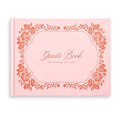 &And Per Se Floral Pink Wedding Guest Book with Photo Spaces – Romantic Hardcover Memory Book for Wedding Reception, Bridal Party, Anniversary & Baby Welcome – Patterned Sign-in Keepsake Gift - color: Pink With Pattern