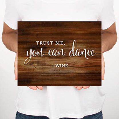 Andaz Press Wedding Party Signs, Rustic Wood Print, 8.5x11-inch, Trust Me, You Can Dance - Wine, 1-Pack, Unframed - color: Bar Trust Me Wine