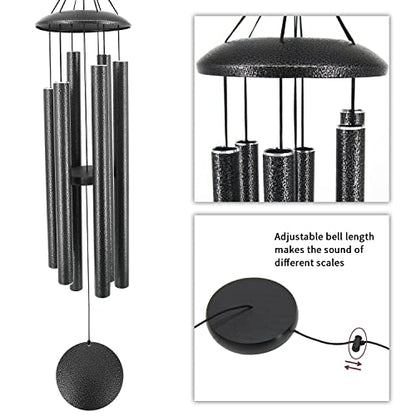 ASTARIN 45-Inch Wind Chimes Outdoor Deep Tone - size: 45" Black Grey