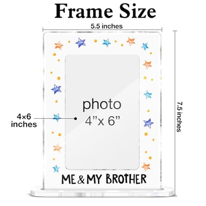 Baby Boy Gifts Picture Frame, Baby Shower Gifts for Newborn Boy Little Brother, Sibling Keepsake Me and My Brother Acrylic Picture Frames 4 x 6 Inch Photo - color: J-Me & My Brother