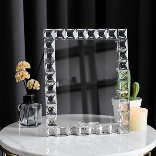 Luxury Crystal Picture Photo Frame,Grid Diamond Craft,Crystal Wedding Frame of Keepsake Photo Frames, Tabletop Display Decor Frame, Clear with Gift Box (8" x 10") - size: 8"x10"