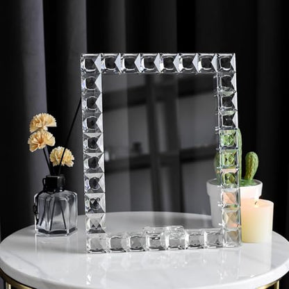 Luxury Crystal Picture Photo Frame,Grid Diamond Craft,Crystal Wedding Frame of Keepsake Photo Frames, Tabletop Display Decor Frame, Clear with Gift Box (8" x 10") - size: 8"x10"