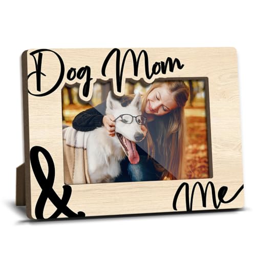 Dog Mom and Me Wooden Picture Frames Present for Dog Lover Pet Owner Women Girls Friends Puppy Memorial Keepsake Home Office Living Room Tabletop Decor Picture Picture Frames 4x6 Photo - YY015 - color: white dog05