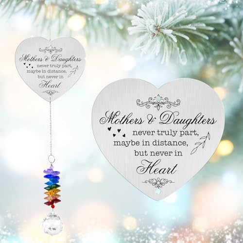 Aluminum Ornament Suncatcher - Christmas Mother's Day Birthday Gift for Women - Mothers and Daughters Keepsake - Heartfelt Gifts for Mom, Grandma, Nana, Mama, Daughters, Granddaughters - color: Never Truly Part