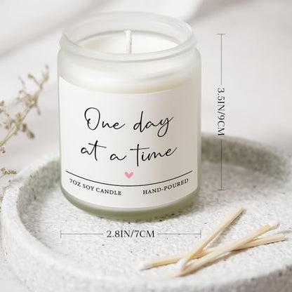 Get Well Gifts for Women Men, Thinking of You Gift-One Day at A Time Candle | Lavender Scented 7oz, Inspirational Breast Cancer Care Present, Encouragement Sympathy Bereavement Christmas Gift