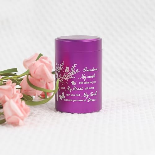 3 Inch Small Urn for Human Ashes Aluminum Mini Cremation Small Keepsake Urn for Sharing Ashes Mini Urn-Grandma Purple - size: Purple-Grandma