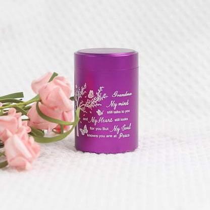 3 Inch Small Urn for Human Ashes Aluminum Mini Cremation Small Keepsake Urn for Sharing Ashes Mini Urn-Grandma Purple - size: Purple-Grandma
