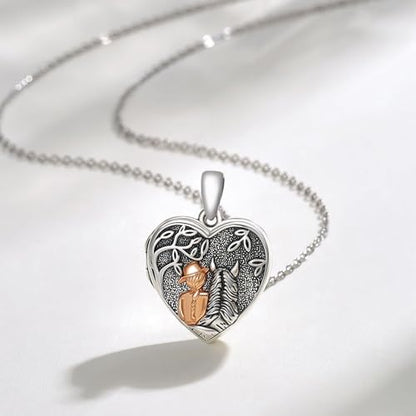 Locket Necklace for Women 925 Sterling Silver Celtic Locket Pendant Necklace Moonstone/Turquoise/Black Agate Heart Shaped Locket Necklace Jewelry Gifts for Women - style: Horse Heart
