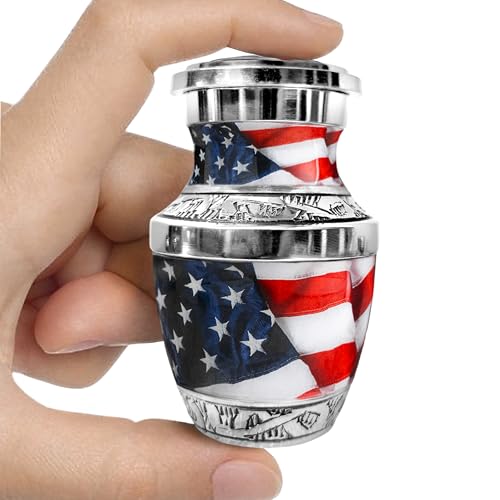 American Flag Urn for Ashes Adult Male – Small Keepsake Patriotic Cremation Urns for Human Ashes Adult Man & Women – Memorial Funeral Urn for Home Display, or Burial - color: American Flag, size: Keepsake Small