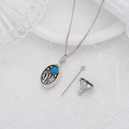 PELOVNY Urn Necklaces for Ashes of Loved Ones 925 Sterling Silver Personalized Heart Locket Urn Necklace Cremation Keepsake Memorial Jewelry Gifts for Women Men - color: Cactus Urn
