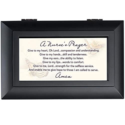Cottage Garden A Nurse's Prayer Petite Black Jewelry Music Box Plays Amazing Grace