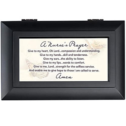 Cottage Garden A Nurse's Prayer Petite Black Jewelry Music Box Plays Amazing Grace