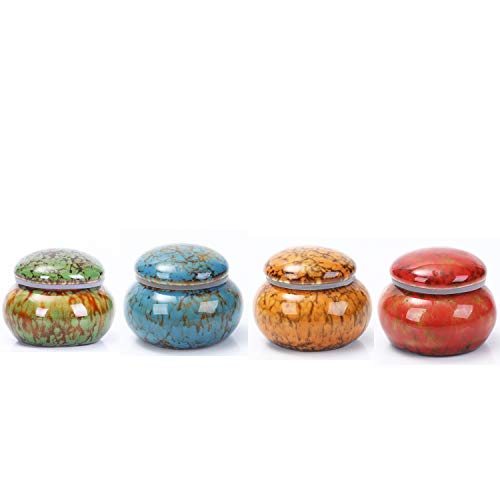 Handicrafted Mini Keepsake Urn - Ceramic, Holds 1.2 Cubic Inches (4 pcs) - color: 4 Pcs