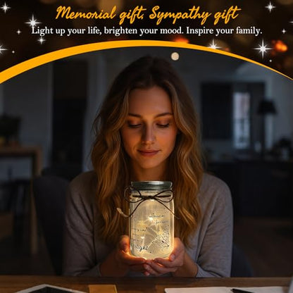 Mason Jar Night Light Sympathy Gifts for Loss of Loved One, Memorial Gifts, Cardinal Memorial Lantern Gift, Bereavement Remembrance Condolences Funeral Gift Idea for Loss Mom Dad Son Daughter
