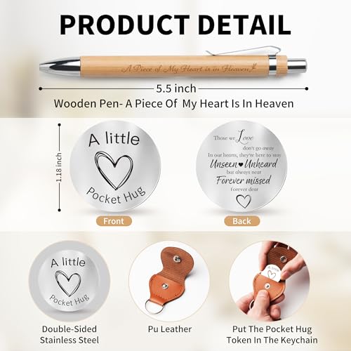 Letters to My Mom in Heaven:3 Pcs Memorial Gifts for Loss of Mom A5 Grief Journal Travel Diary with Heart Photo Window in Cover, Pocket Hug PU Leather Keychain& Pen, Loss of a Mother Sympathy Gift - style: Mom