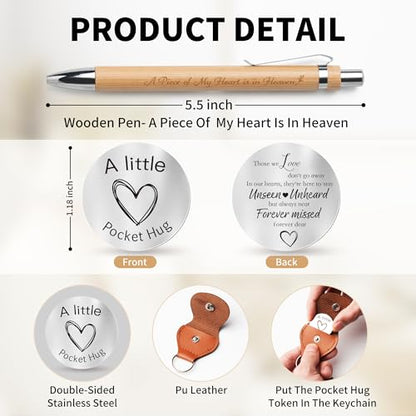 Letters to My Mom in Heaven:3 Pcs Memorial Gifts for Loss of Mom A5 Grief Journal Travel Diary with Heart Photo Window in Cover, Pocket Hug PU Leather Keychain& Pen, Loss of a Mother Sympathy Gift - style: Mom