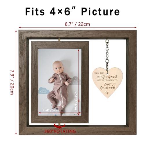 EYITUPC Rotating Wooden Great Grandparents Frame, Great Grandparents Gift | Fit Two 4x6 Photos, Gift Box Included, Only the Best Grandparents Get Promoted to Great Grandparents Quote - color: Only The Best Grandparents Get Promoted To Great Grandparents