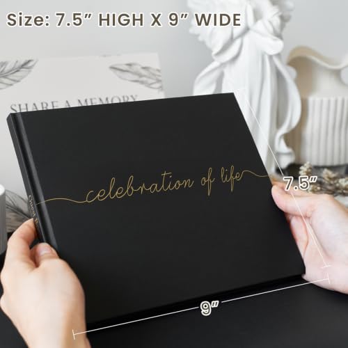 Funeral Guest Book for Celebration of Life, in Loving Memory Sign in Book - color: Black