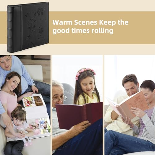 Photo Album Hold 200 4x6 Photos with Memo Writing Space (Black) - color: Black
