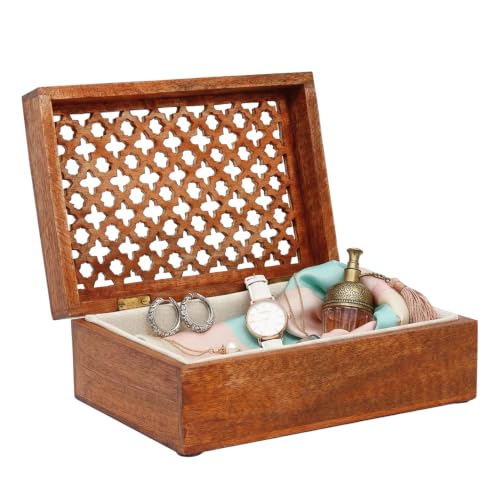 Mela Artisans Trellis Mango Wood Box - Medium Polish, 10.5x7.5 in - color: Medium Polish, size: Extra Large
