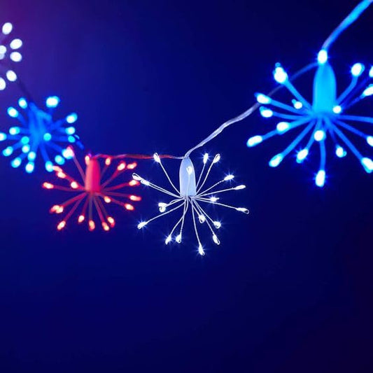MIYA LIFE Red White and Blue Lights for 4th of July Decorations 10 FT 200 LED Firework Lights with Remote Ideal Indoor and Outdoor Patriotic Decorations - style: Firework Lights