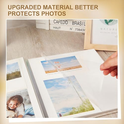 Jetec 5 Pcs 11 x 10.6 Inch Large Photo Album Self Adhesive, Beige | 40 Blank Pages, Photo Scrapbook, DIY Linen Cover Album with 5 Pcs Metallic Pen, Wedding Family Baby Travel Memory Pictures - color: Beige