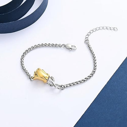 Rose Flower Ashes Bracelet for Women Cremation Memorial Jewelry - color: Customize