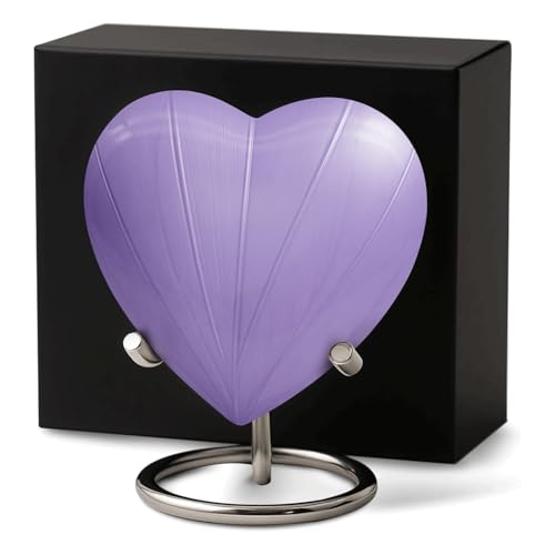 Small Urns for Human Ashes Keepsake – Heart Urn for Men & Women – Mini Urns with Stand – A Loving Heart Shaped Cremation Urn to Honor Their Memory Forever (Lavender, Small) - color: Lavender