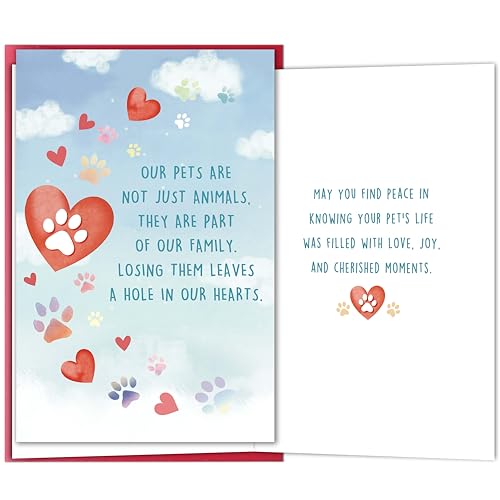 Pet Sympathy Card for Loss of Dog or Cat, Heartfelt Condolence Greeting for Pet Loss, Memorial Card Gift for Friend Family, Thinking of You Bereavement Cards - color: Pet Loss