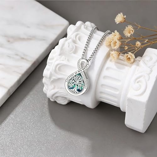 Aniu Sterling Silver Urn Necklace for Ashes Tree of Life Cremation Jewelry Cremation Jewelry for Human Pet Ashes Keepsake Memorial Ash Pendant for Women | 925 Silver Urn Necklace Ash Necklace for Human Ashes,20+2'' Chain Box Memorial Pendant Jewelry Gift