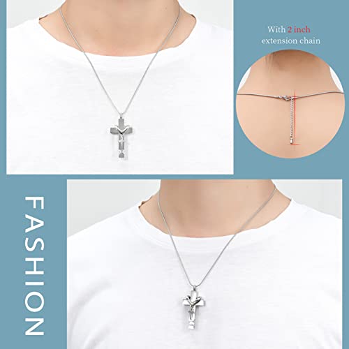 Forever in My Heart Birthstone Personalized Double Cross Urn Pendant Cremation Jewelry for Ashes Cross Ashes Keepsake - color: Silver-White