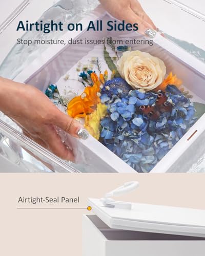 Wisedry 10x8 Inch Flower Shadow Box Frame - 360° Airtight Seal Wedding Shadow Box with Silica Gel Packets, Memory Display Cases for Wedding Bouquet, Pet Memorabilia, Medals