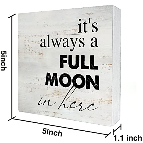 Rustic Full Moon Bathroom Wood Box Sign Humor Toilet Wooden Box Sign - color: MOON
