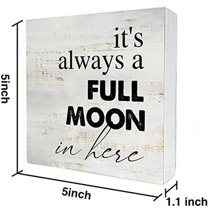 Rustic Full Moon Bathroom Wood Box Sign Humor Toilet Wooden Box Sign - color: MOON