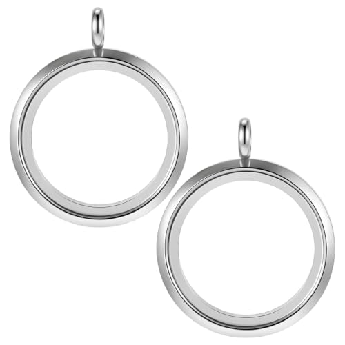Ymapinc 2Pcs Locket Charm Photo Pendant, Photo Memory Necklace Charms | Stainless Steel Picture Locket, Memory Picture Jewelry for Women Friendship Keepsake