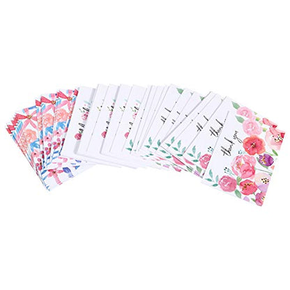 Amazon Basics Thank You Cards and Envelopes, 48 Count, Floral Assorted Designs - size: 4 x 6 inches